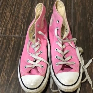 Pink high top converse sz 8 womens